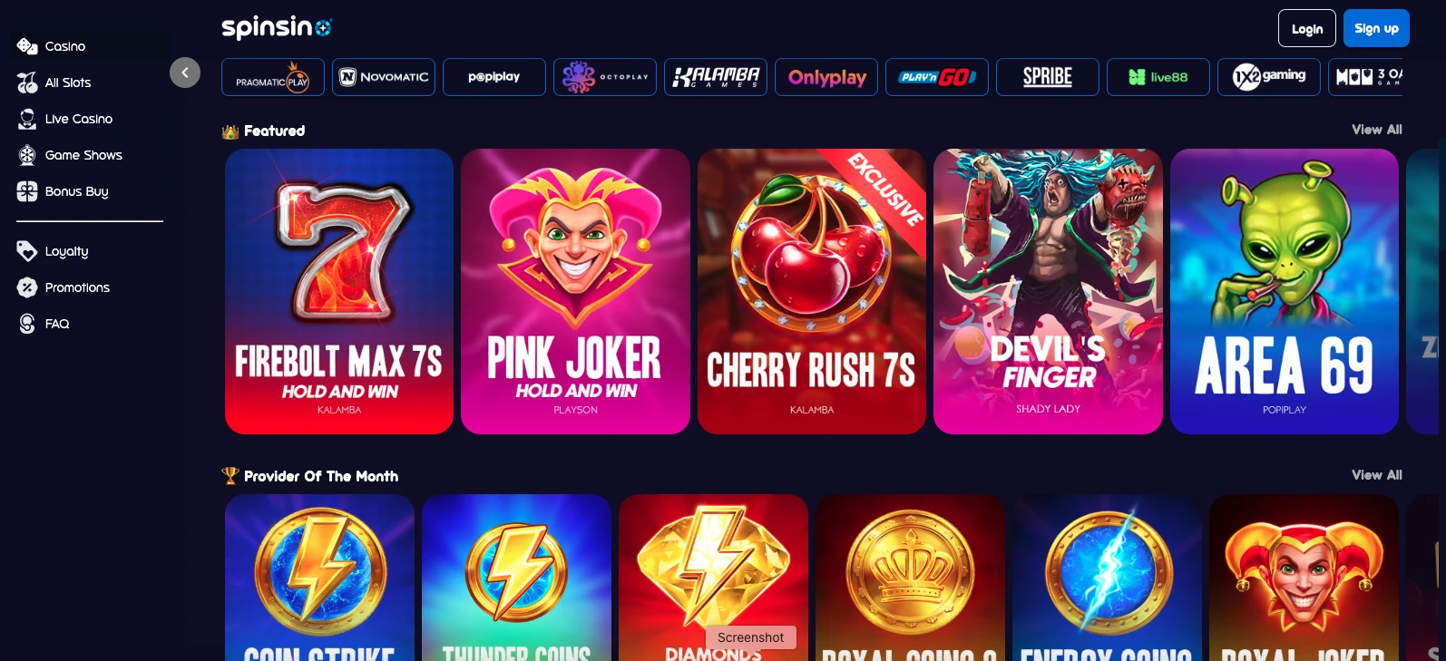 Spinsino games